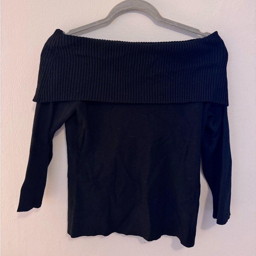 LOFT Black Ribbed Knit Top